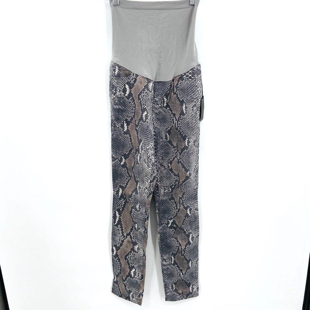 NWT GENETIC Stem Gray White Snakeskin Animal Print Maternity Skinny Pants - Picture 2 of 6